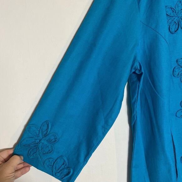 Susan Graver Jacket Blazer SZ S Textured Embellished Linen Blend Career Occasion - Picture 6 of 11